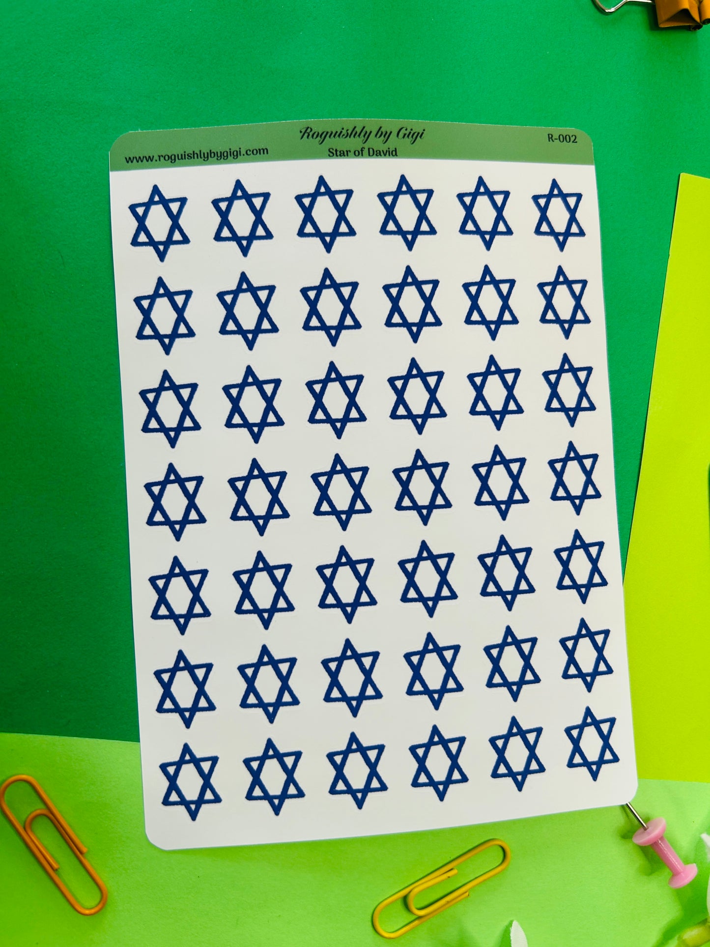 Star of David Planner Sticker Sheet