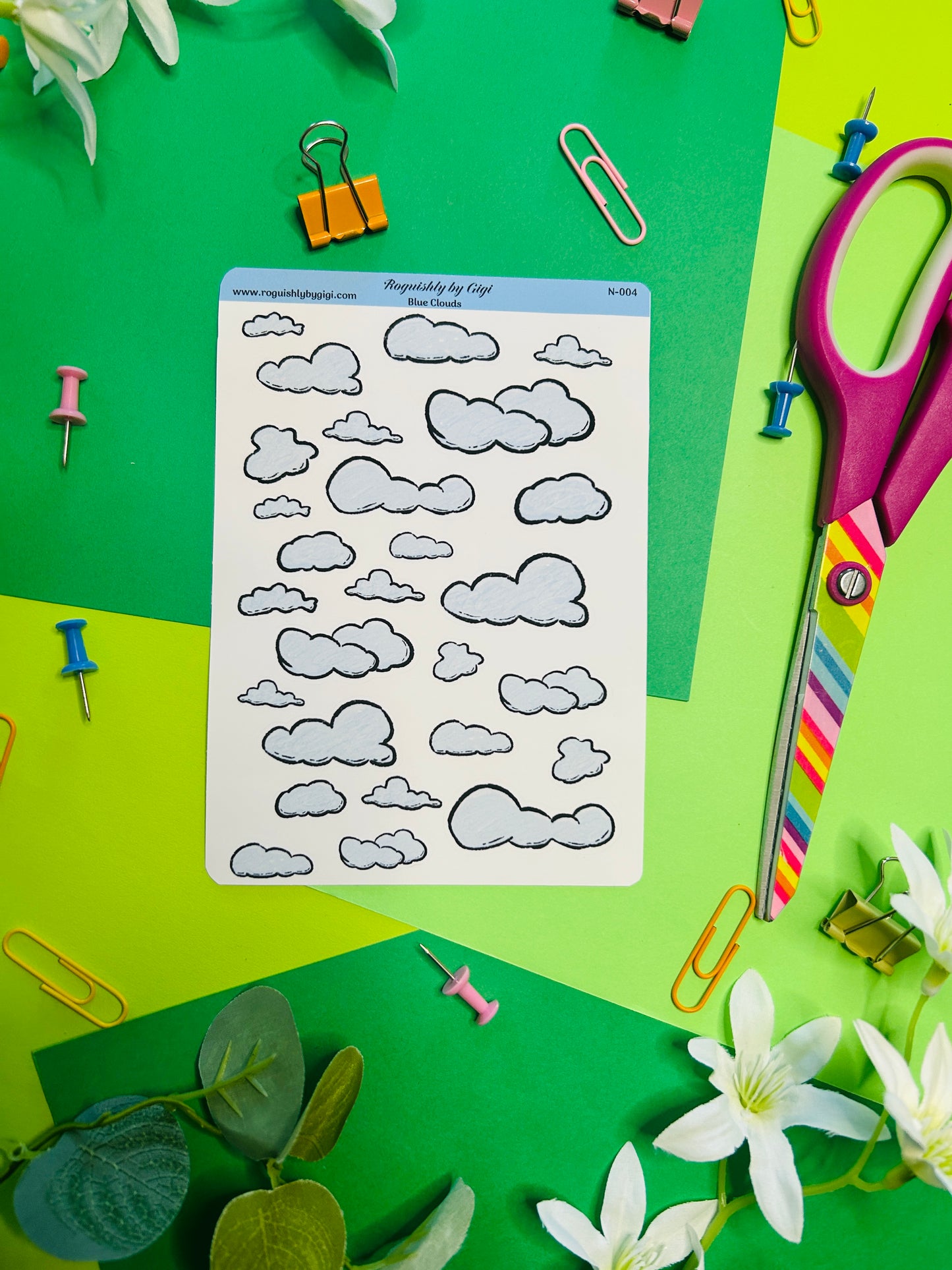 Blue Clouds Planner Sticker Sheet