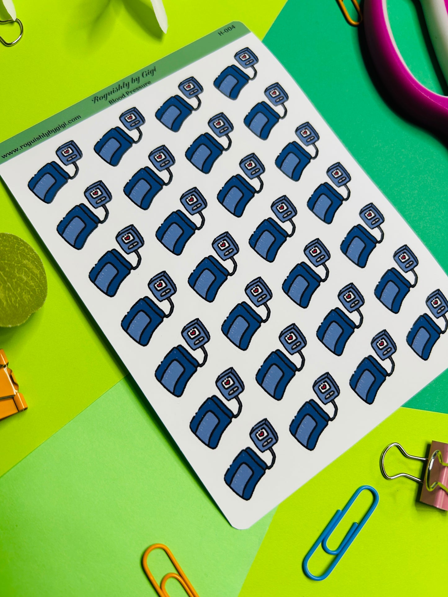 Blood Pressure Planner Sticker Sheet