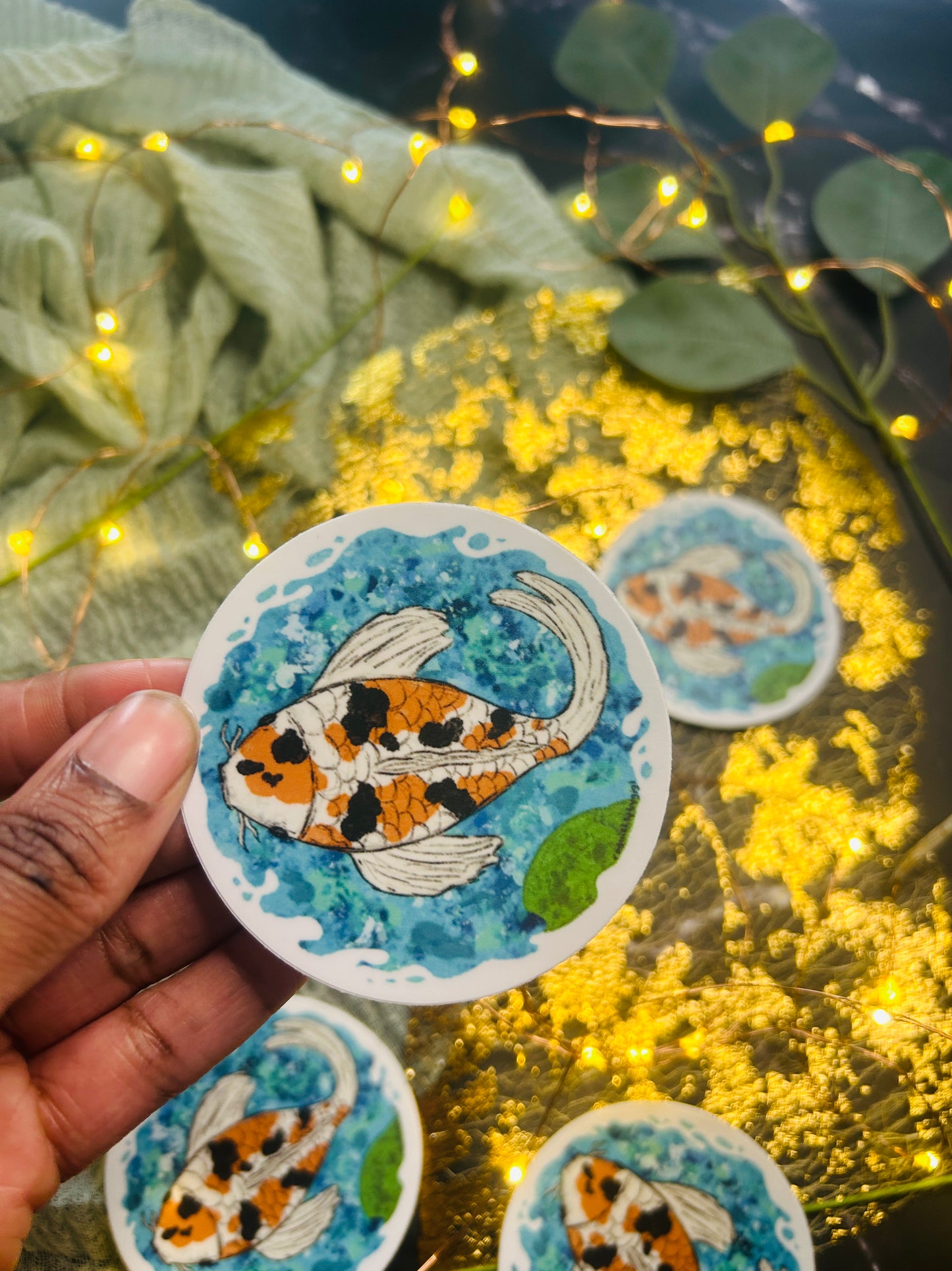 Koi Fish in A Pond Sticker