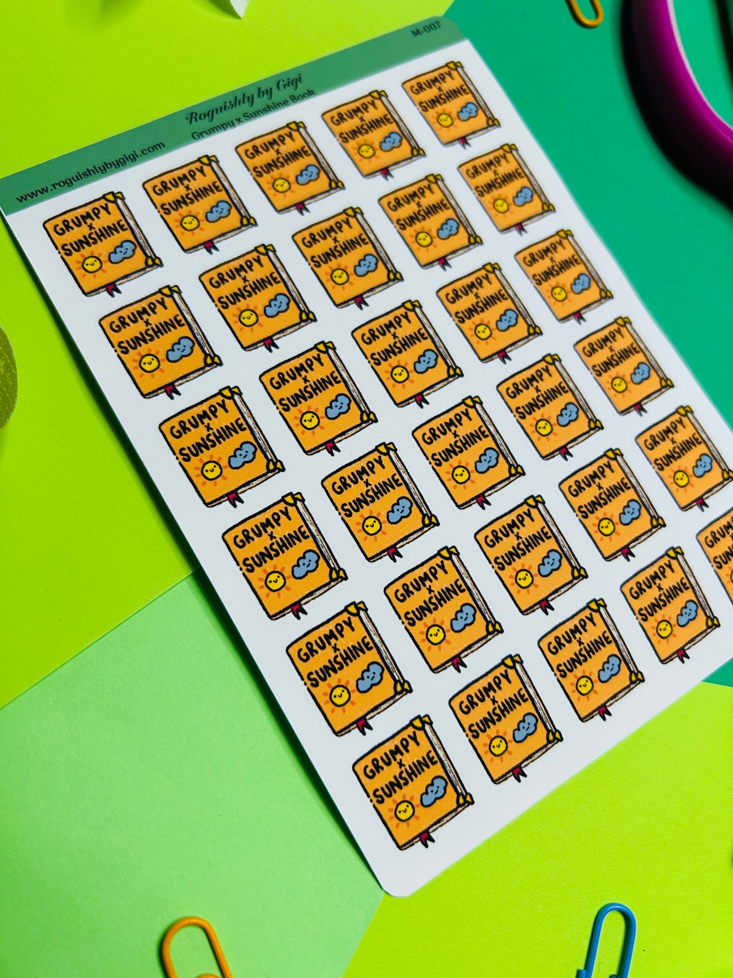 Grumpy x Sunshine Book Planner Sticker Sheet