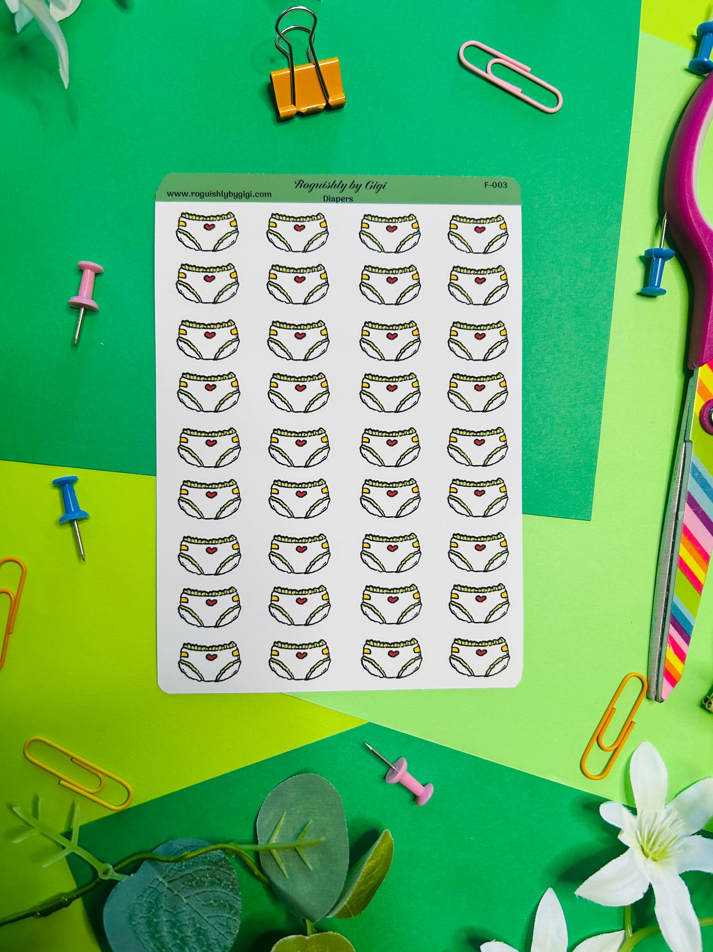 Diaper Planner Sticker Sheet
