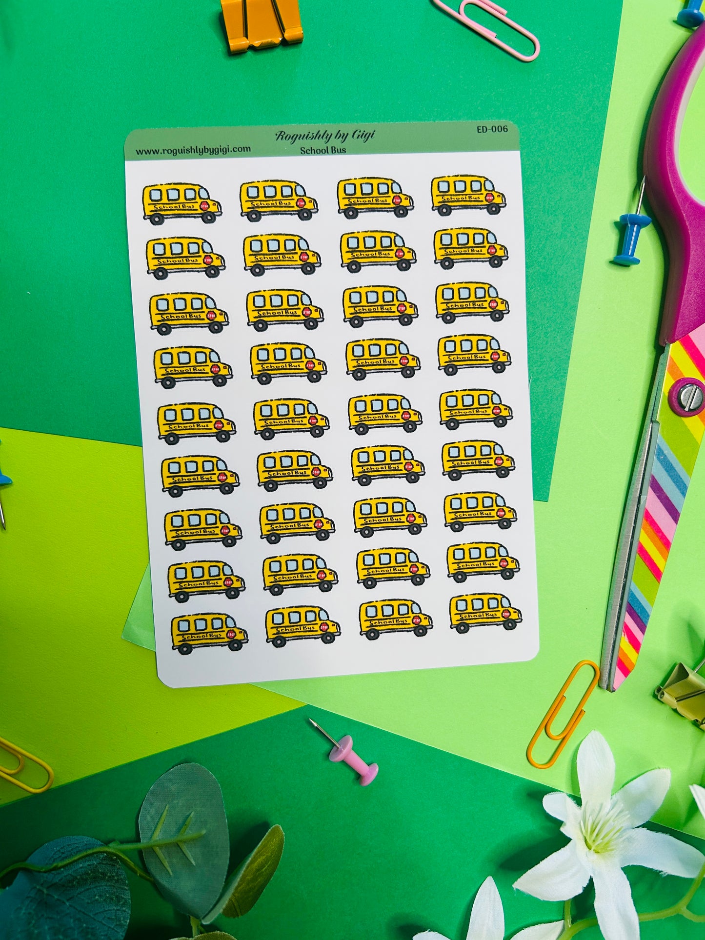 School Bus Planner Sticker Sheet