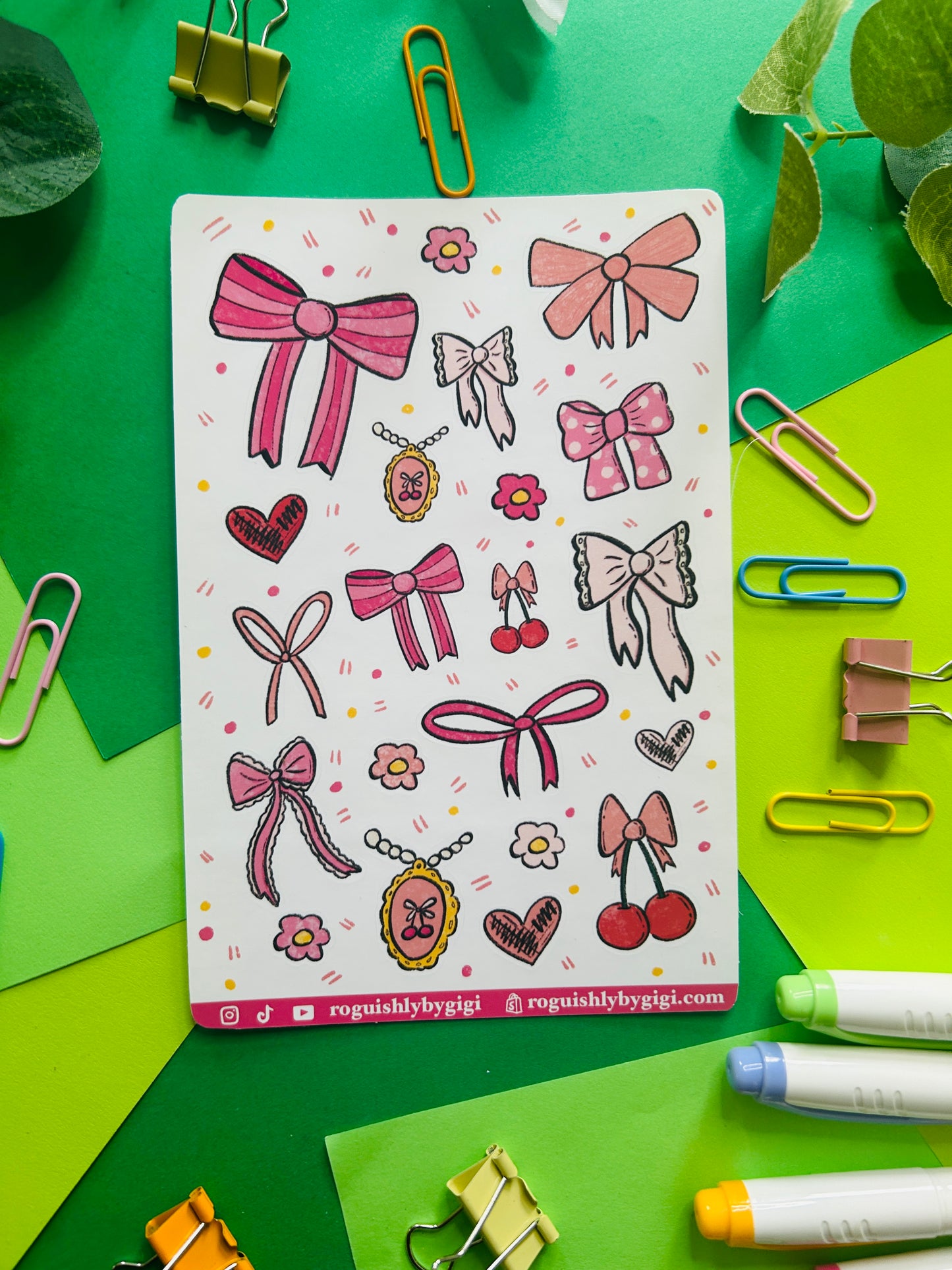 Bows and Ribbons Planner Sticker Sheet