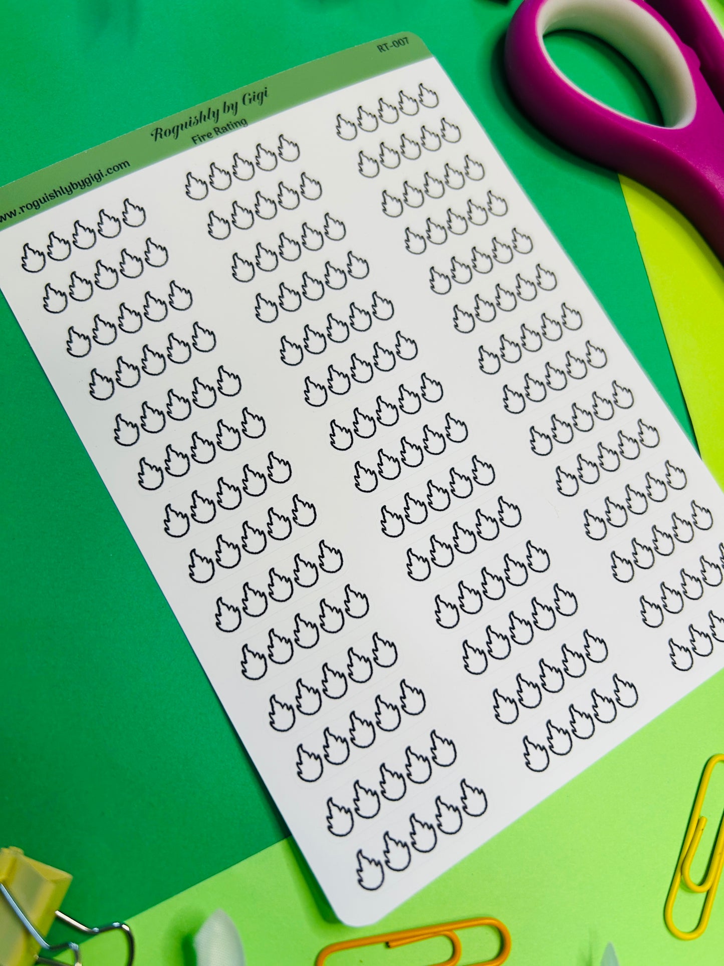 Fire Rating Planner Sticker Sheet