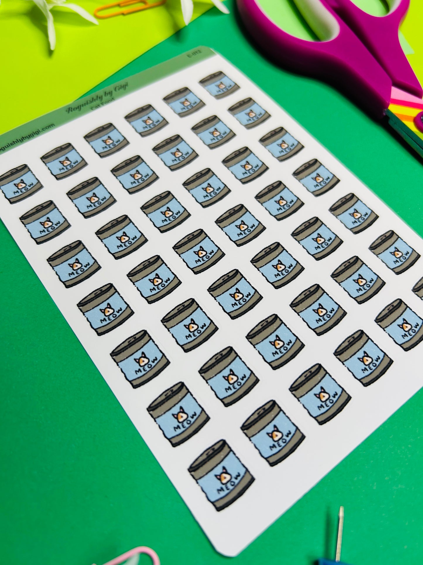 Cat Food Planner Sticker Sheet