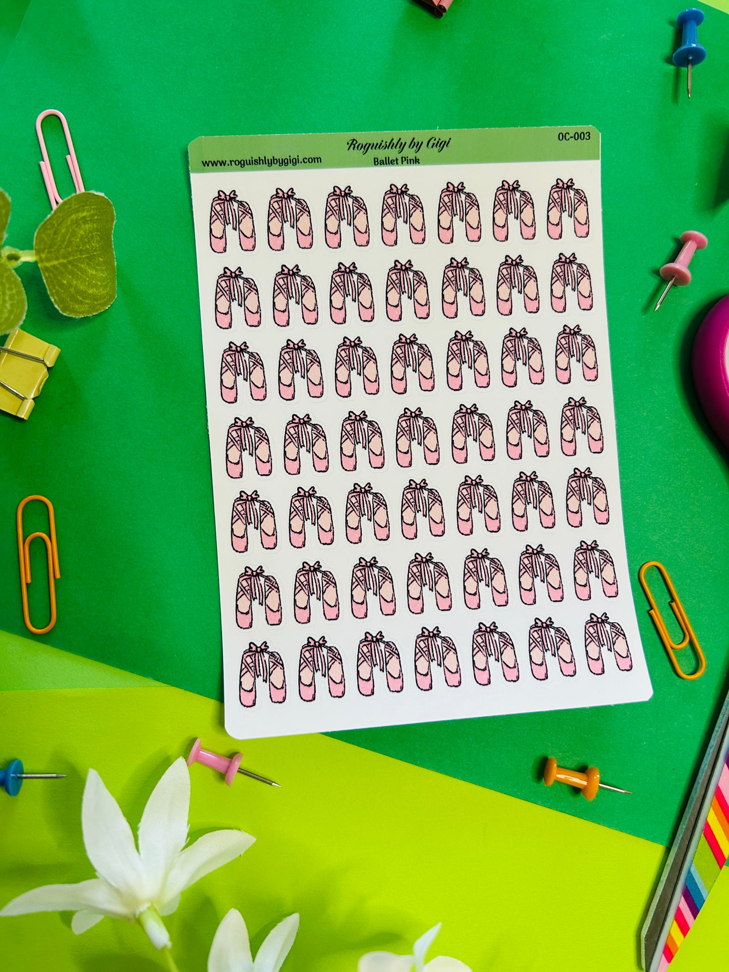 Pink Ballet Slippers Planner Sticker Sheet