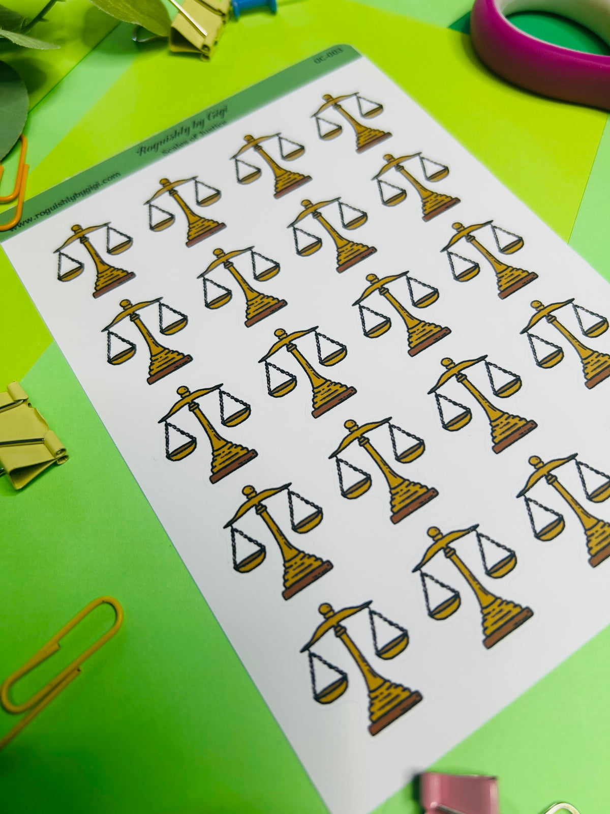 Scales of Justice Planner Sticker Sheet
