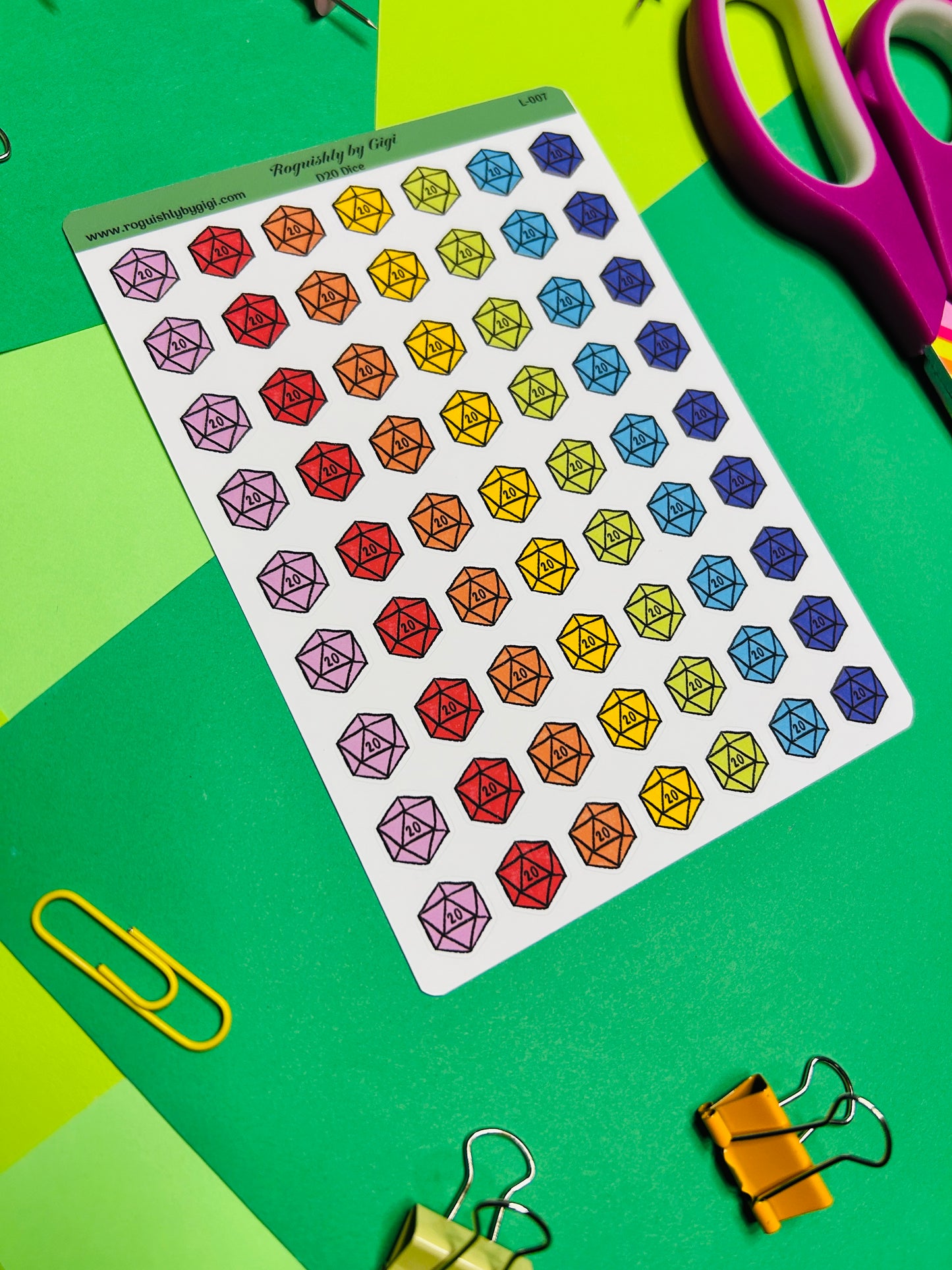D20 DicePlanner Sticker Sheet