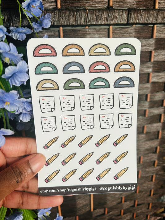 School Time Planner Sticker Sheet