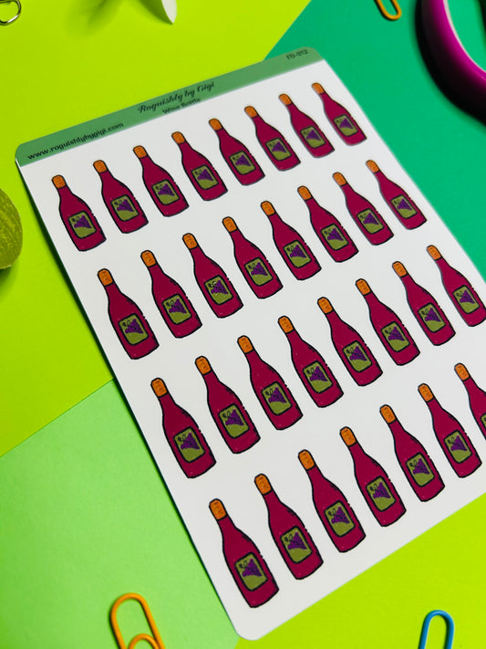 Wine Bottle Planner Sticker Sheet