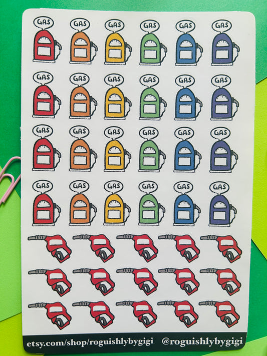 Gas Tracker Planner Sticker Sheet