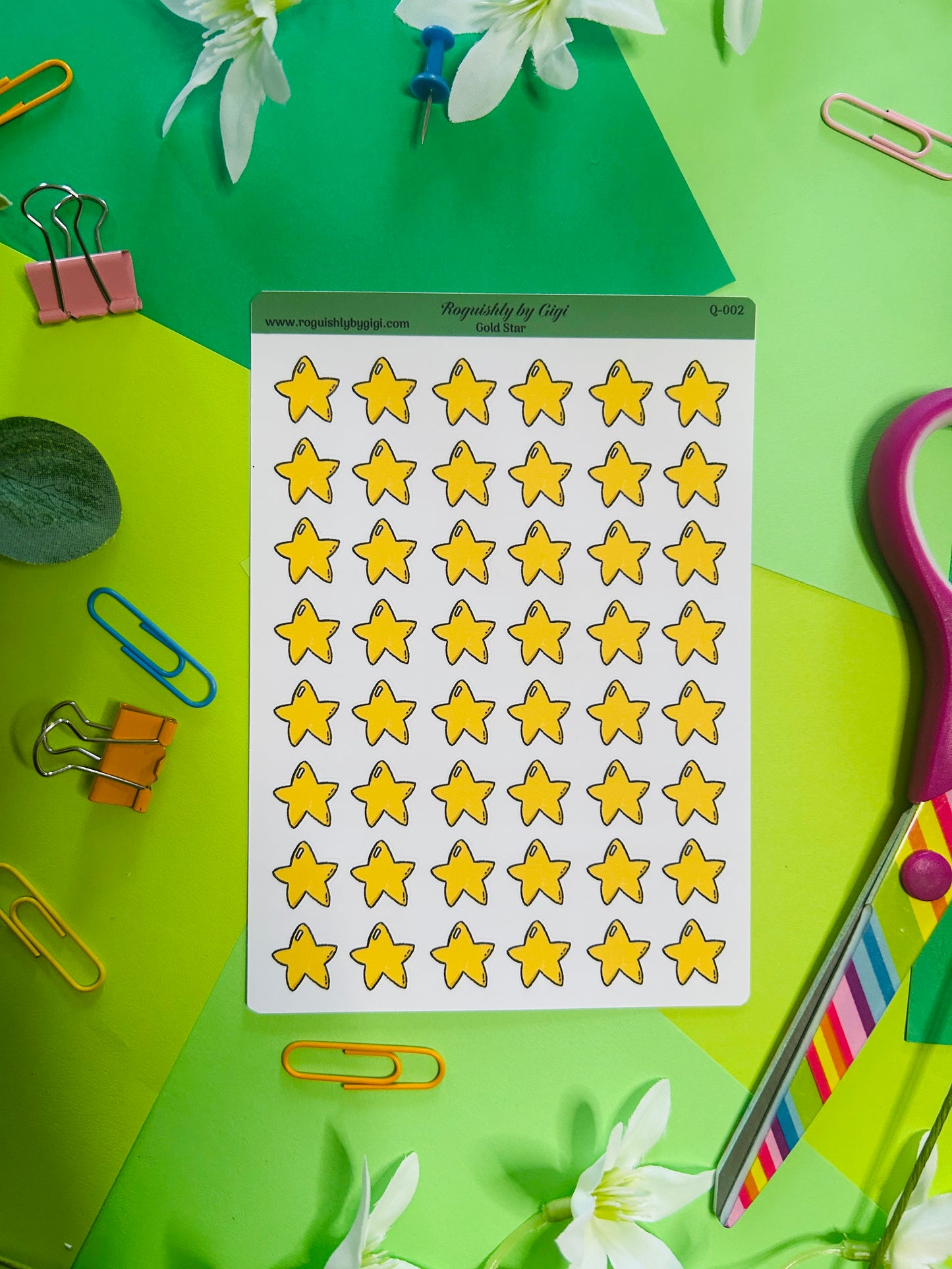Gold Star Planner Sticker Sheet