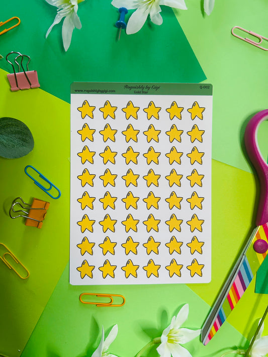 Gold Star Planner Sticker Sheet