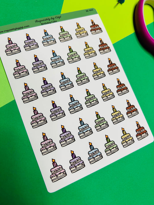 Birthday Cake Planner Sticker Sheet