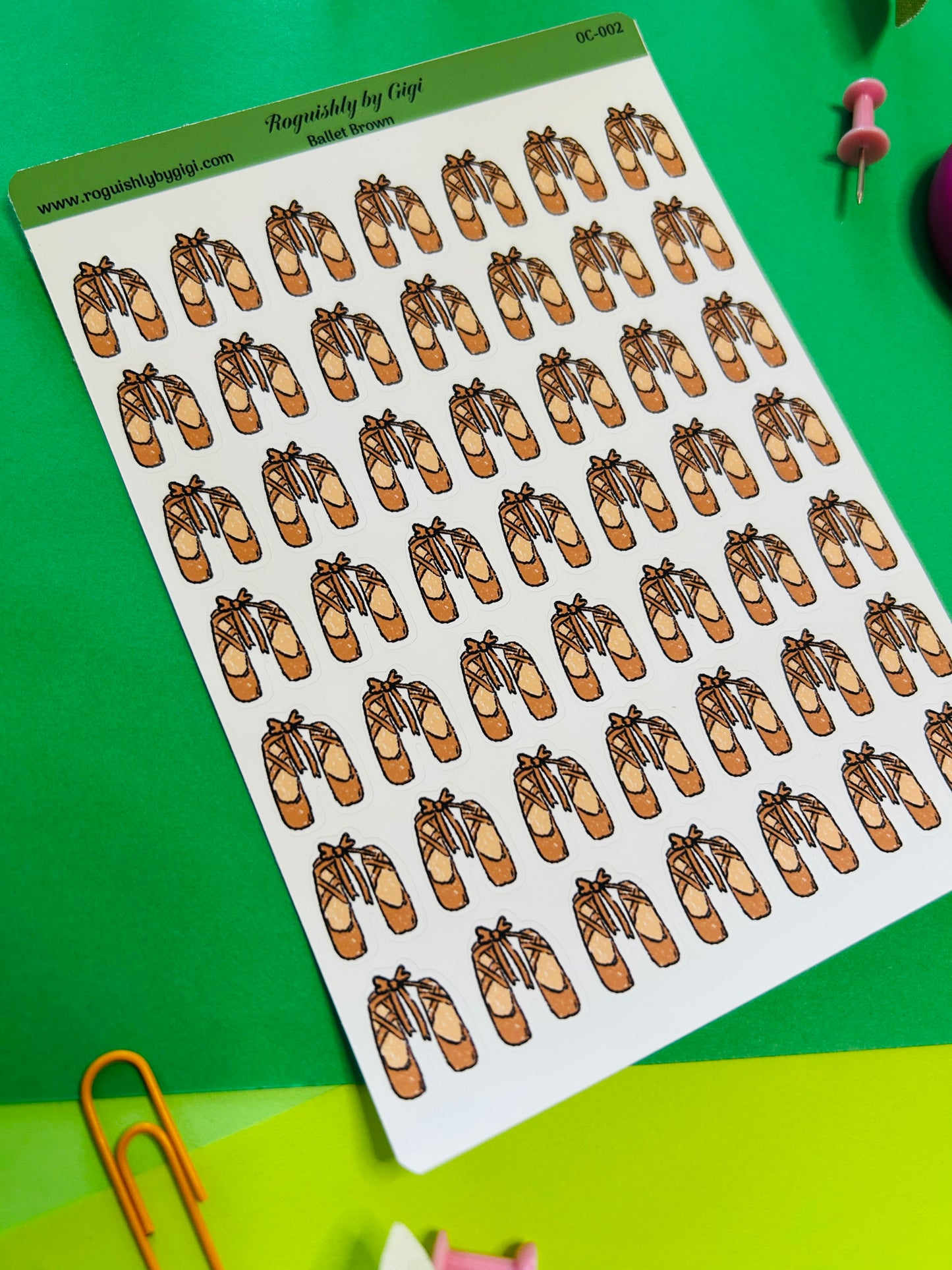 Brown Ballet Slippers Planner Sticker Sheet