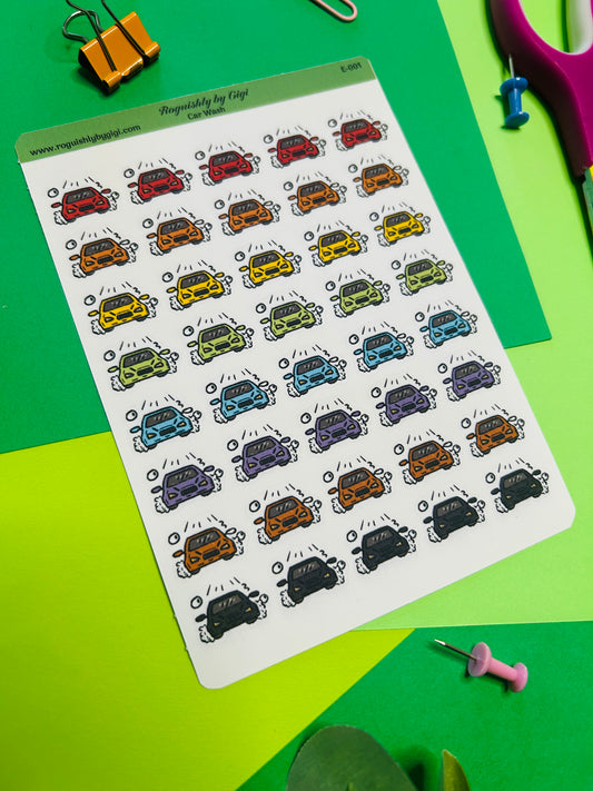 Car Wash Planner Sticker Sheet
