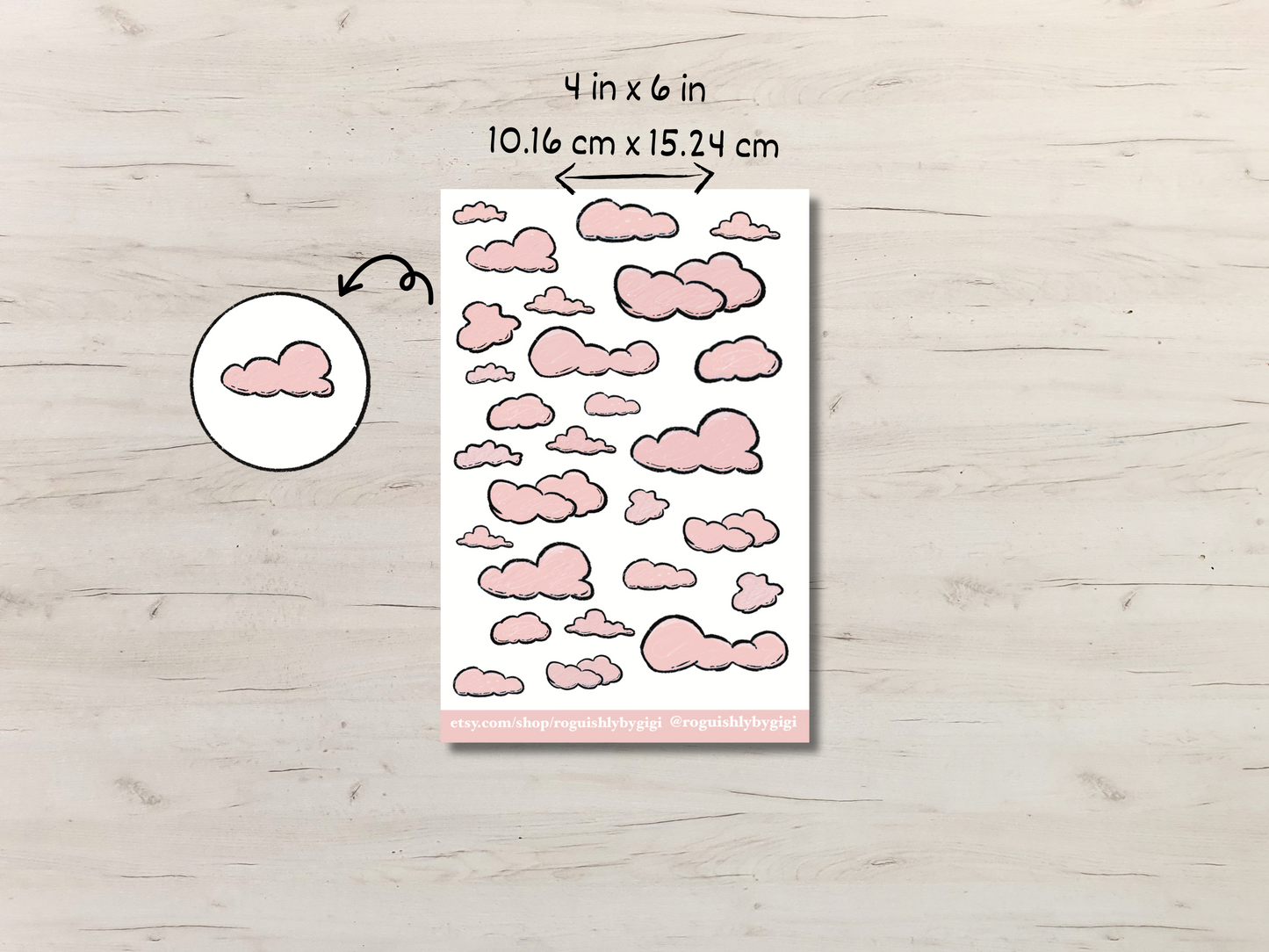 Pink Clouds Planner Sticker Sheet