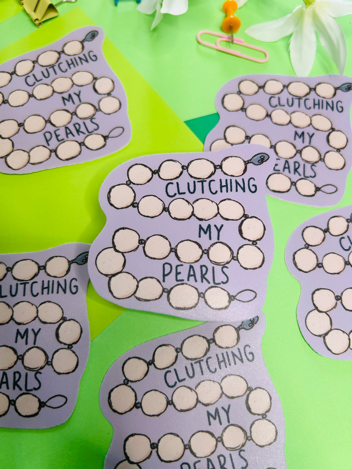Clutching My Pearls Vinyl Sticker