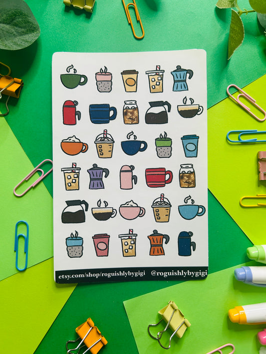 Coffee Cup Planner Sticker Sheet