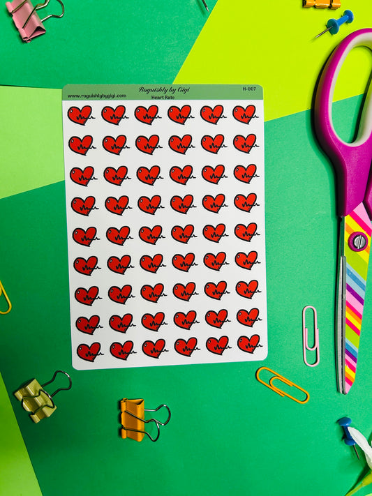 Heart Rate Planner Sticker Sheet