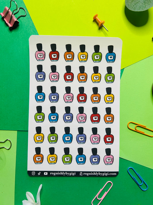 Nail Polish Planner Sticker Sheet