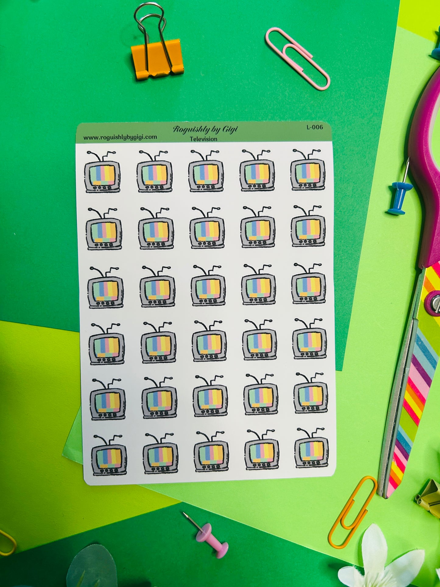 Retro Tv Planner Sticker Sheet