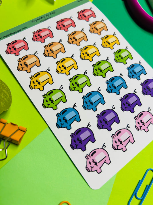 Piggy Bank Planner Sticker Sheet