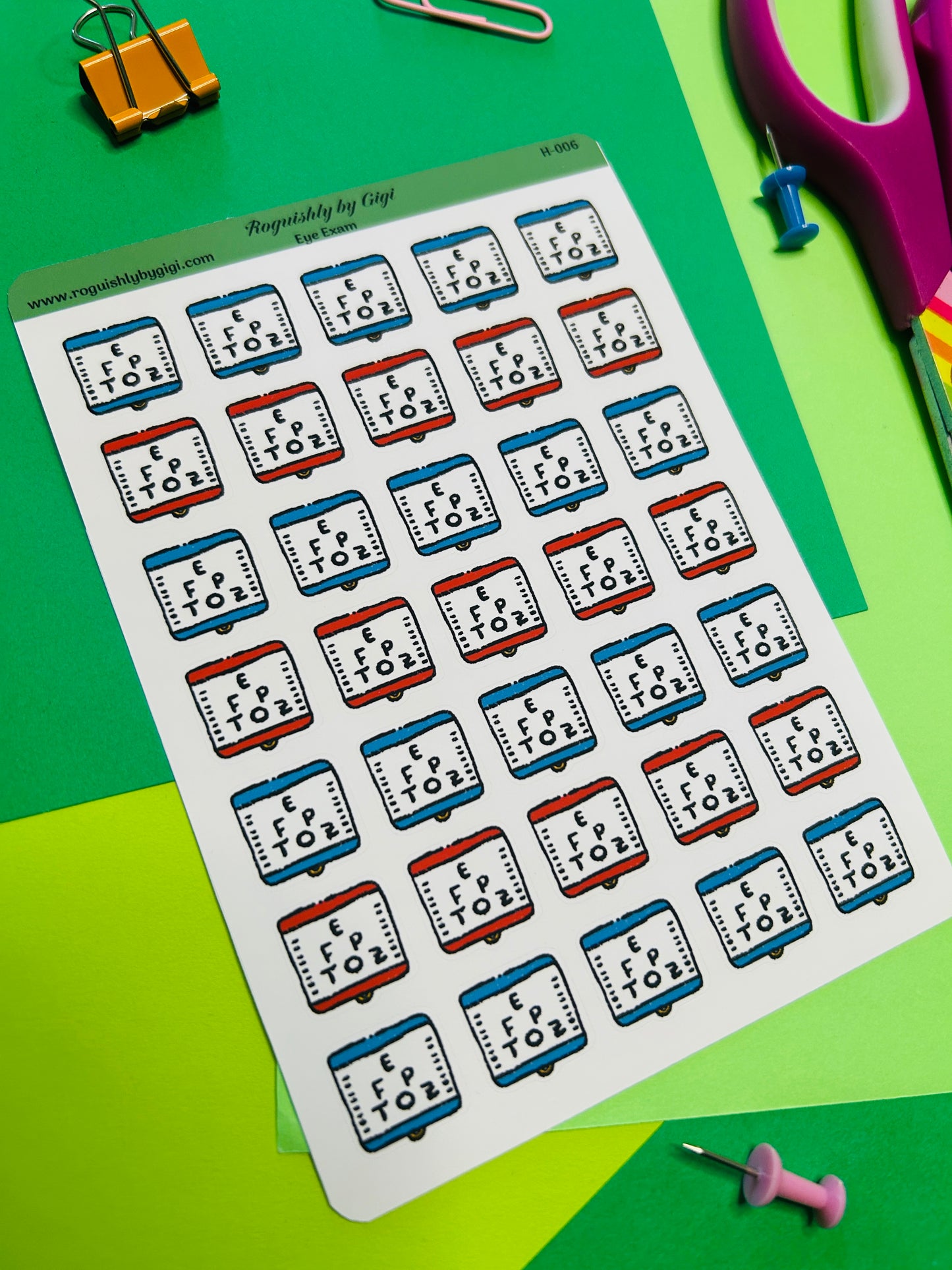 Eye Appointment Planner Sticker Sheet