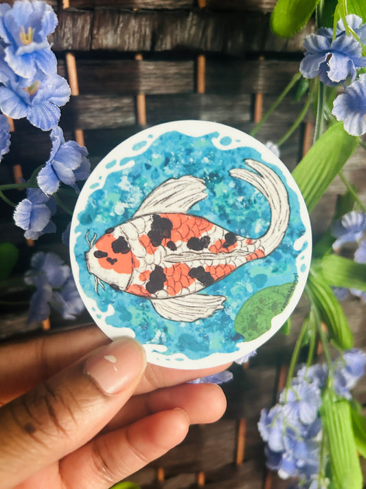 Koi Fish in A Pond Sticker