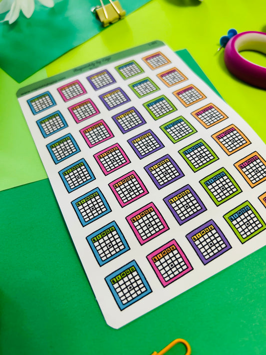 Bingo Planner Sticker Sheet