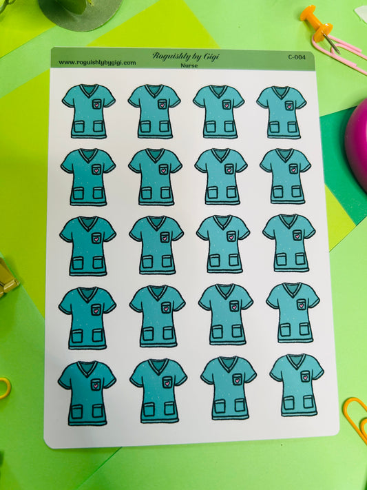 Nurse Scrubs Planner Sticker Sheet