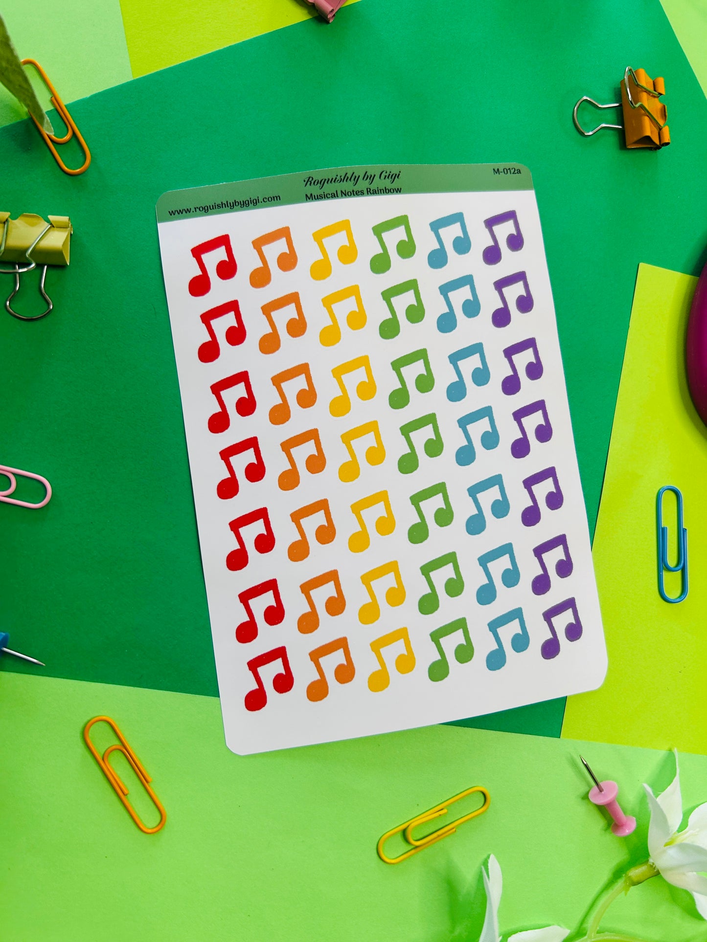 Musical Notes Color Planner Sticker Sheet