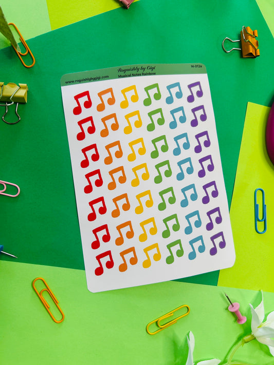 Musical Notes Color Planner Sticker Sheet