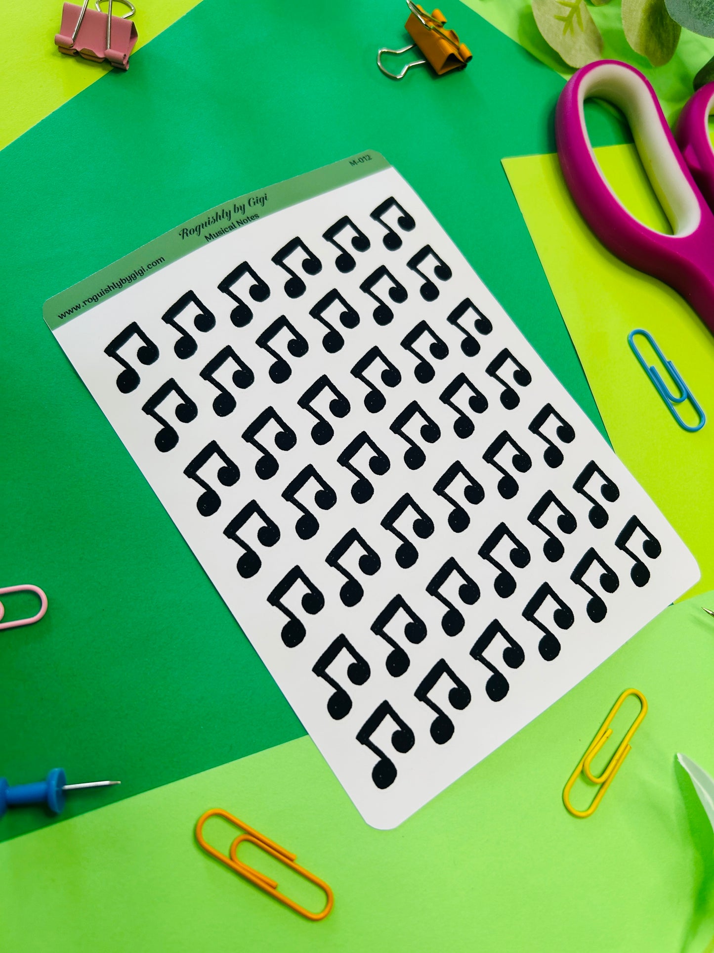 Musical Notes Planner Sticker Sheet