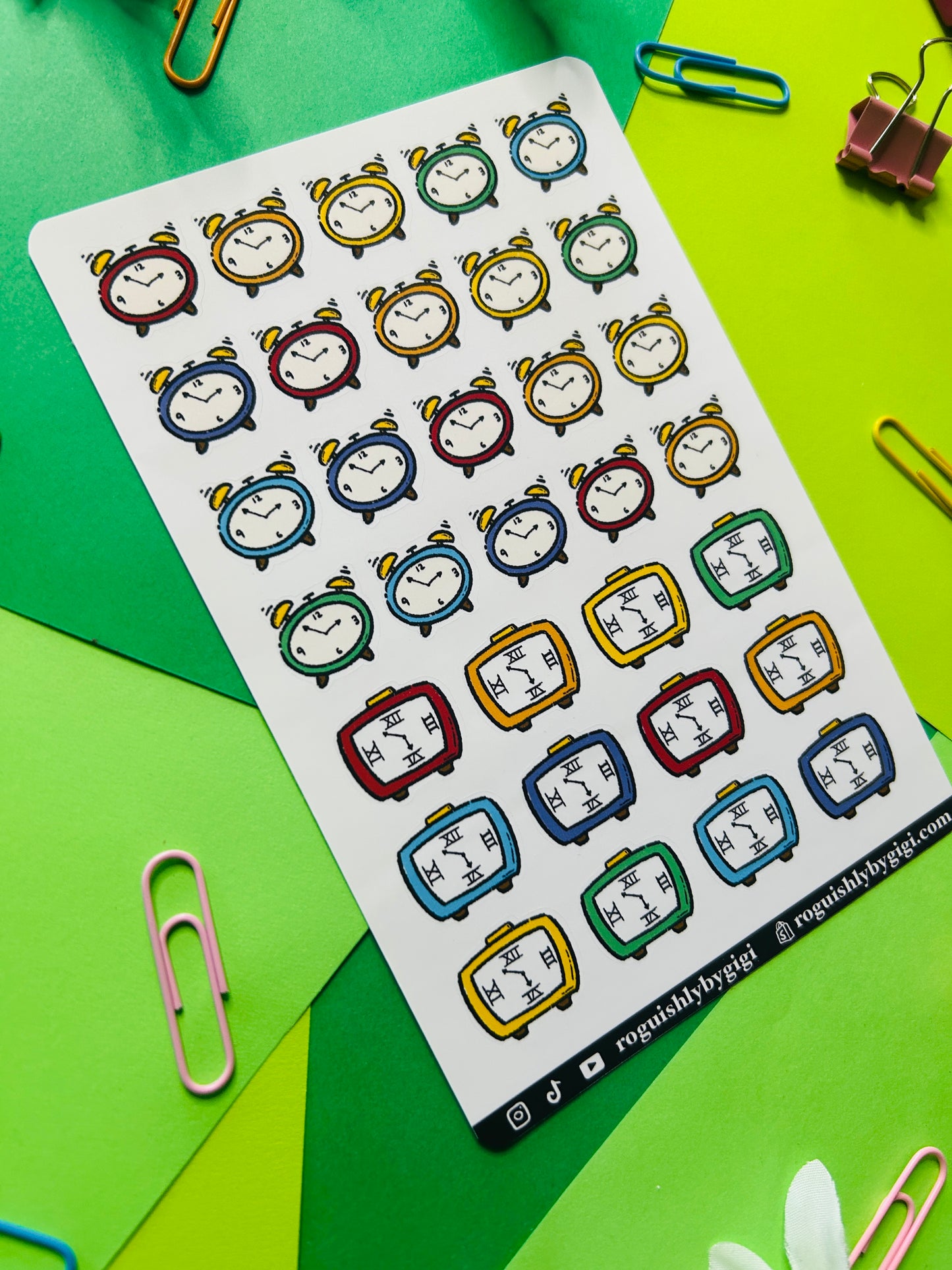Alarm Clock Planner Sticker Sheet