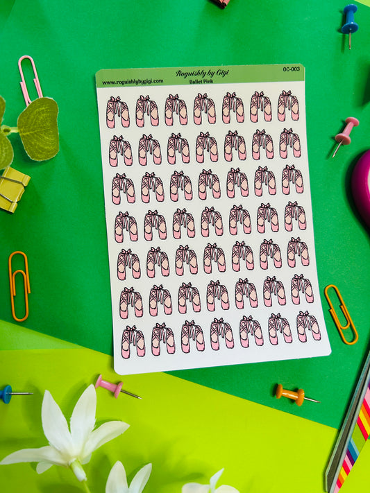 Pink Ballet Slippers Planner Sticker Sheet