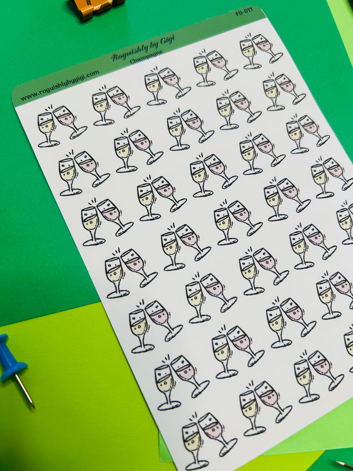 Champagne Planner Sticker Sheet