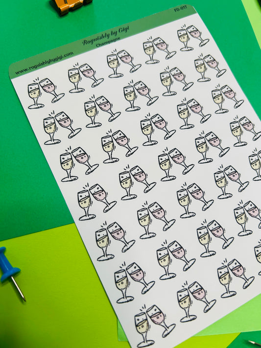 Champagne Planner Sticker Sheet